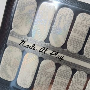 5 for $15 Nail Wraps- Silver Circuit (transparent)